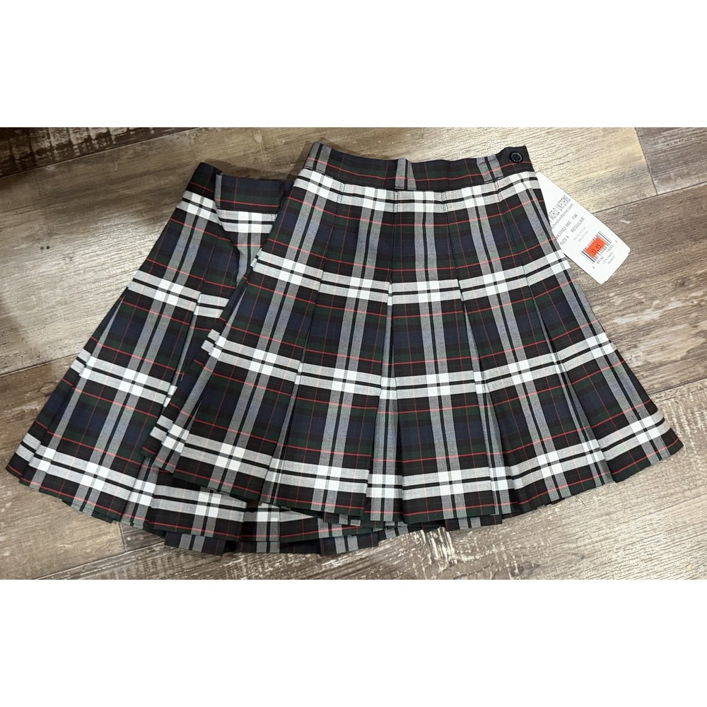 Lot of 2 Fashion World Uniforms Girls Plaid Pleated School Skirts Size 4 NWT